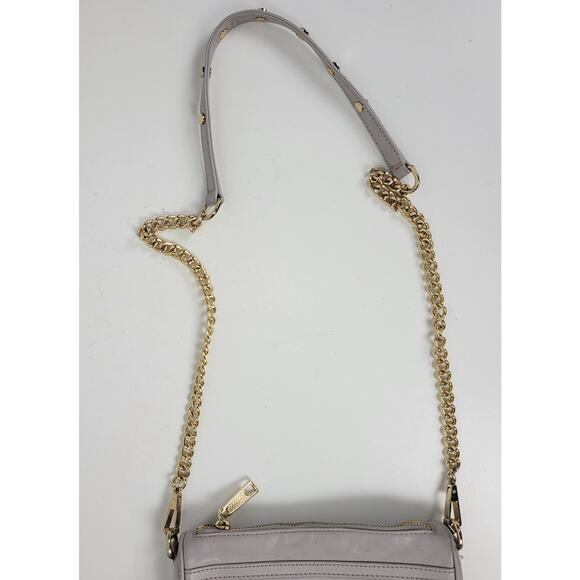 Rebecca Minkoff Womens Mini Mac Crossbody Bag Gray Leather Chain Strap Purse - Picture 2 of 16